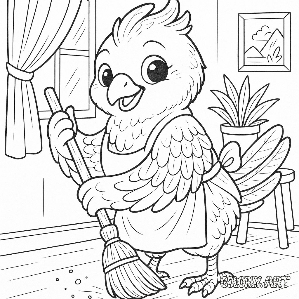 Bird Creature Doing Housework